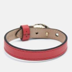 Pre Owned Bvlgari Serpenti Forever Leather Enamel Gold Tone Bracelet