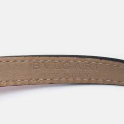 Pre Owned Bvlgari Serpenti Forever Leather Enamel Gold Tone Bracelet