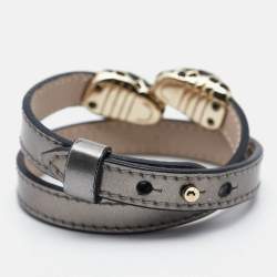 Bvlgari  Serpenti Forever Enamel Double Coiled Leather Gold Plated Bracelet