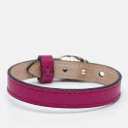 Pre Owned Bvlgari Serpenti Forever Leather Enamel Gold Tone Bracelet