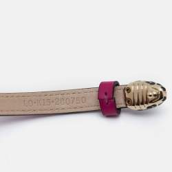 Pre Owned Bvlgari Serpenti Forever Leather Enamel Gold Tone Bracelet