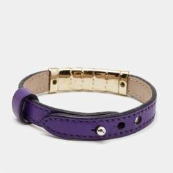 Pre Owned Bvlgari Serpenti Leather Enamel Gold Tone Bracelet