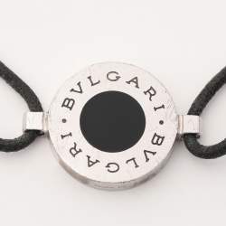 Pre Owned Bvlgari Enamel Sterling Silver Adjustable Cord Bracelet