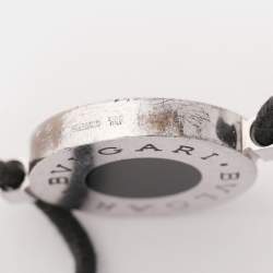 Pre Owned Bvlgari Enamel Sterling Silver Adjustable Cord Bracelet