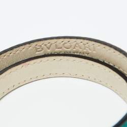 Pre Owned Bvlgari Serpenti Forever Enamel Leather Gold Tone Wrap Bracelet