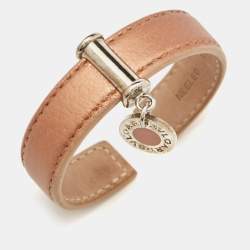 Bvlgari Bvlgari Leather Enamel Silver Tone Bracelet
