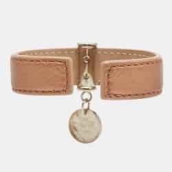 Bvlgari Bvlgari Leather Enamel Silver Tone Bracelet