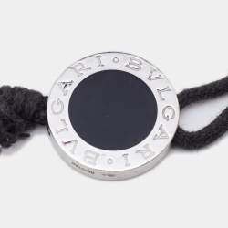 Pre Owned Bvlgari Bvlgari Black Enamel Sterling Silver Cord Bracelet