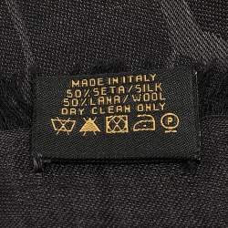 Pre Owned Bvlgari Black Monogram Jacquard Silk Blend Scarf