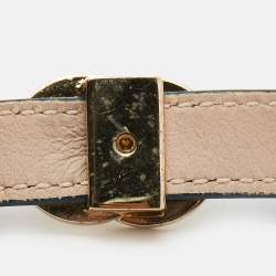 Pre Owned Bvlgari  Bvlgari Leather Gold Tone Double Wrap Bracelet