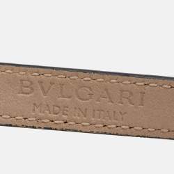 Pre Owned Bvlgari  Bvlgari Leather Gold Tone Double Wrap Bracelet