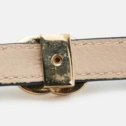 Pre Owned Bvlgari  Bvlgari Leather Gold Tone Double Wrap Bracelet