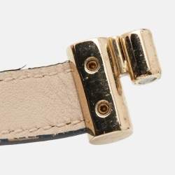 Pre Owned Bvlgari  Bvlgari Leather Gold Tone Double Wrap Bracelet