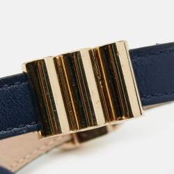 Pre Owned Bvlgari  Bvlgari Leather Gold Tone Double Wrap Bracelet