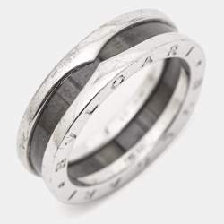 Bvlgari B.Zero1 Save the Children Ceramic Sterling Silver Ring Size 61