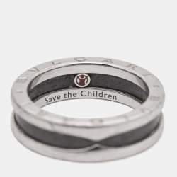 Bvlgari B.Zero1 Save the Children Ceramic Sterling Silver Ring Size 61