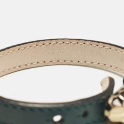 Bvlgari Serpenti Forever Green Leather Enamel Gold Tone Bracelet