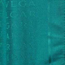 Pre Owned Bvlgari Green Logomania Stole Silk/Wool Shawl