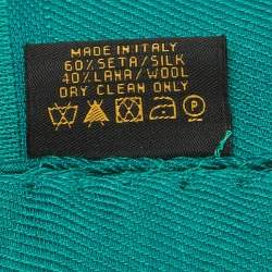 Pre Owned Bvlgari Green Logomania Stole Silk/Wool Shawl