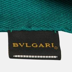 Pre Owned Bvlgari Green Logomania Stole Silk/Wool Shawl