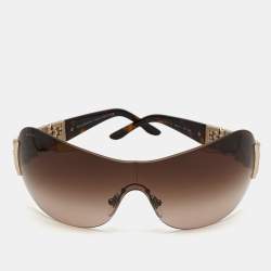Pre Owned Bvlgari Brown Gradient 6071-B Crystals Shield Sunglasses