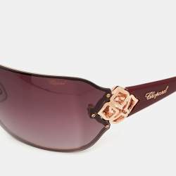 Pre Owned Bvlgari Burgundy Gradient SCH 999S Crystals Shield Sunglasses