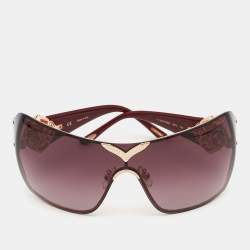 Pre Owned Bvlgari Burgundy Gradient SCH 999S Crystals Shield Sunglasses