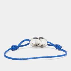 مملوكة مسبقًا Bvlgari Circles Sterling Silver Blue Adjustrable Cord Bracelet