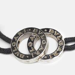 Pre Owned Bvlgari Bvlgari Interlocking Circles Sterling Silver Adjustable Cord Bracelet