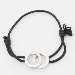 Pre Owned Bvlgari Bvlgari Interlocking Circles Sterling Silver Adjustable Cord Bracelet