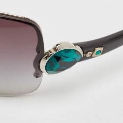Pre Owned Bvlgari Black Gradient 6050-B Crystals Shield Sunglasses