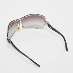 Pre Owned Bvlgari Black Gradient 6050-B Crystals Shield Sunglasses
