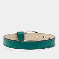 Pre Owned Bvlgari Serpenti Forever Enamel Leather Gold Tone Bracelet