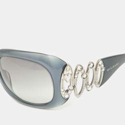 Bvlgari Grey/Grey Gradient 8016-B Crystal Embellished Oversized Sunglasses