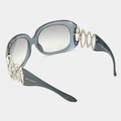 Bvlgari Grey/Grey Gradient 8016-B Crystal Embellished Oversized Sunglasses