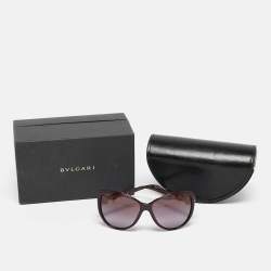 Bvlgari Burgundy Gradient 8097-B Crystal Flower Cat Eye Sunglasses