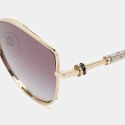 Pre Owned Bvlgari Black Gold Tone BV 6168 Cat Eye Sunglasses