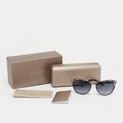 Pre Owned Bvlgari Serpenti Black Enamel Gold Tone 6083 Cat-Eye Sunglasses