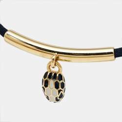Pre Owned Bvlgari Serpenti Forever Enamel Gold Tone Cord Bracelet