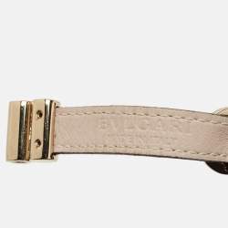 Pre Owned Bvlgari Bvlgari Leather Gold Tone Wrap Bracelet