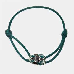 Pre Owned Bvlgari Serpenti Forever Enamel Gold Tone Adjustable Cord Bracelet