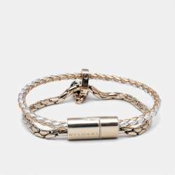 Bvlgari Serpenti Forever Ename Leather Gold Tone Bracelet