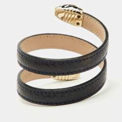 Bvlgari Serpenti Forever Navy Blue Python Leather Enamel Double Coiled Bracelet