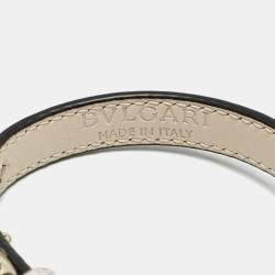 Bvlgari Serpenti Forever Leather Heart Charm Enamel Gold Tone Bracelet