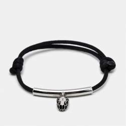 Bvlgari Serpenti Forever Enamel Silver Tone Cord Bracelet