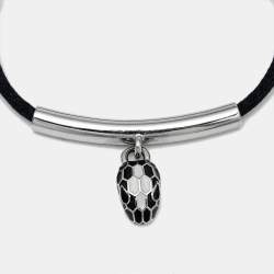 Bvlgari Serpenti Forever Enamel Silver Tone Cord Bracelet