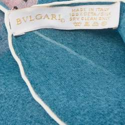 Bvlgari Blue Logo Print Silk Chiffon Stole
