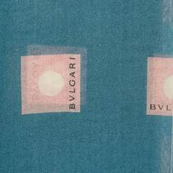 Bvlgari Blue Logo Print Silk Chiffon Stole