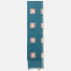 Bvlgari Blue Logo Print Silk Chiffon Stole