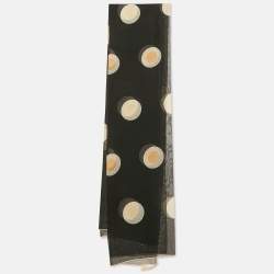 Bvlgari Black Logo Print Silk Chiffon Stole